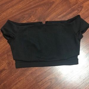 Black Off Shoulder Crop Top
